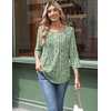 Zeagoo 3/4 Length Sleeve Womens Tops Round Neck Casual Summer Tunic Tops Basic Tees Blouses Dressy T-Shirts Pleated Shirts(Xh534)