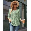 Zeagoo 3/4 Length Sleeve Womens Tops Round Neck Casual Summer Tunic Tops Basic Tees Blouses Dressy T-Shirts Pleated Shirts(Xh534)