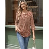 Zeagoo 3/4 Length Sleeve Womens Tops Round Neck Casual Summer Tunic Tops Basic Tees Blouses Dressy T-Shirts Pleated Shirts(Xh555)