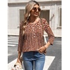 Zeagoo 3/4 Length Sleeve Womens Tops Round Neck Casual Summer Tunic Tops Basic Tees Blouses Dressy T-Shirts Pleated Shirts(Xh555)