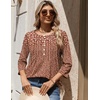Zeagoo 3/4 Length Sleeve Womens Tops Round Neck Casual Summer Tunic Tops Basic Tees Blouses Dressy T-Shirts Pleated Shirts(Xh555)