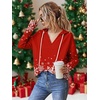 Zeagoo Hoodies for Women Long Sleeve Drawstring V Neck Pullover Sweatshirts Shirts Loose Casual Fall Tops(02-christmas Red)