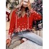 Zeagoo Hoodies for Women Long Sleeve Drawstring V Neck Pullover Sweatshirts Shirts Loose Casual Fall Tops(02-christmas Red)