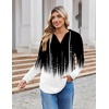 Zeagoo Hoodies for Women Long Sleeve Drawstring V Neck Pullover Sweatshirts Shirts Loose Casual Fall Tops(Blackwhite)