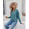 Zeagoo Hoodies for Women Long Sleeve Drawstring V Neck Pullover Sweatshirts Shirts Loose Casual Fall Tops(Blue Green)