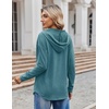 Zeagoo Hoodies for Women Long Sleeve Drawstring V Neck Pullover Sweatshirts Shirts Loose Casual Fall Tops(Blue Green)