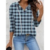 Zeagoo Hoodies for Women Long Sleeve Drawstring V Neck Pullover Sweatshirts Shirts Loose Casual Fall Tops(Blue Plaid)