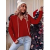 Zeagoo Hoodies for Women Long Sleeve Drawstring V Neck Pullover Sweatshirts Shirts Loose Casual Fall Tops(Bright Red)