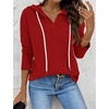 Zeagoo Hoodies for Women Long Sleeve Drawstring V Neck Pullover Sweatshirts Shirts Loose Casual Fall Tops(Bright Red)