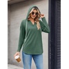 Zeagoo Hoodies for Women Long Sleeve Drawstring V Neck Pullover Sweatshirts Shirts Loose Casual Fall Tops(Green)