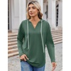 Zeagoo Hoodies for Women Long Sleeve Drawstring V Neck Pullover Sweatshirts Shirts Loose Casual Fall Tops(Green)