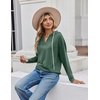 Zeagoo Hoodies for Women Long Sleeve Drawstring V Neck Pullover Sweatshirts Shirts Loose Casual Fall Tops(Green)