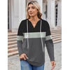Zeagoo Hoodies for Women Long Sleeve Drawstring V Neck Pullover Sweatshirts Shirts Loose Casual Fall Tops(Grey Black)