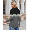 Zeagoo Hoodies for Women Long Sleeve Drawstring V Neck Pullover Sweatshirts Shirts Loose Casual Fall Tops(Grey Black)