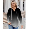 Zeagoo Hoodies for Women Long Sleeve Drawstring V Neck Pullover Sweatshirts Shirts Loose Casual Fall Tops(Grey Gradient)
