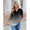 Zeagoo Hoodies for Women Long Sleeve Drawstring V Neck Pullover Sweatshirts Shirts Loose Casual Fall Tops(Grey Gradient)