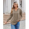 Zeagoo Hoodies for Women Long Sleeve Drawstring V Neck Pullover Sweatshirts Shirts Loose Casual Fall Tops(Khaki)