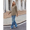 Zeagoo Hoodies for Women Long Sleeve Drawstring V Neck Pullover Sweatshirts Shirts Loose Casual Fall Tops(Khaki)
