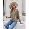 Zeagoo Hoodies for Women Long Sleeve Drawstring V Neck Pullover Sweatshirts Shirts Loose Casual Fall Tops(Khaki)