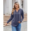 Zeagoo Hoodies for Women Long Sleeve Drawstring V Neck Pullover Sweatshirts Shirts Loose Casual Fall Tops(Navy Blue)