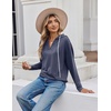 Zeagoo Hoodies for Women Long Sleeve Drawstring V Neck Pullover Sweatshirts Shirts Loose Casual Fall Tops(Navy Blue)