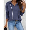 Zeagoo Hoodies for Women Long Sleeve Drawstring V Neck Pullover Sweatshirts Shirts Loose Casual Fall Tops(Navy Blue)