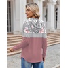 Zeagoo Hoodies for Women Long Sleeve Drawstring V Neck Pullover Sweatshirts Shirts Loose Casual Fall Tops(Peony Pink)