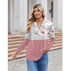 Zeagoo Hoodies for Women Long Sleeve Drawstring V Neck Pullover Sweatshirts Shirts Loose Casual Fall Tops(Peony Pink)