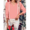 Zeagoo Hoodies for Women Long Sleeve Drawstring V Neck Pullover Sweatshirts Shirts Loose Casual Fall Tops(Pink)