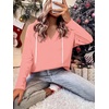 Zeagoo Hoodies for Women Long Sleeve Drawstring V Neck Pullover Sweatshirts Shirts Loose Casual Fall Tops(Pink)
