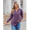 Zeagoo Hoodies for Women Long Sleeve Drawstring V Neck Pullover Sweatshirts Shirts Loose Casual Fall Tops(Purple)