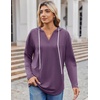 Zeagoo Hoodies for Women Long Sleeve Drawstring V Neck Pullover Sweatshirts Shirts Loose Casual Fall Tops(Purple)
