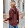 Zeagoo Hoodies for Women Long Sleeve Drawstring V Neck Pullover Sweatshirts Shirts Loose Casual Fall Tops(Wine Red)