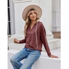 Zeagoo Hoodies for Women Long Sleeve Drawstring V Neck Pullover Sweatshirts Shirts Loose Casual Fall Tops(Wine Red)