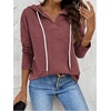 Zeagoo Hoodies for Women Long Sleeve Drawstring V Neck Pullover Sweatshirts Shirts Loose Casual Fall Tops(Wine Red)