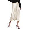 Zeagoo Skirts for Women High Waist Skirt Elegant Midi Skirt Satin(New-pastel Peach)