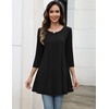 Zeagoo Women Tops 3/4 Sleeve Dressy Casual Plus Size Tunics Loose Blouses(Black)