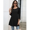Zeagoo Women Tops 3/4 Sleeve Dressy Casual Plus Size Tunics Loose Blouses(Black)