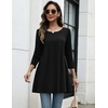 Zeagoo Women Tops 3/4 Sleeve Dressy Casual Plus Size Tunics Loose Blouses(Black)