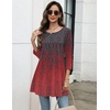 Zeagoo Women Tops 3/4 Sleeve Dressy Casual Plus Size Tunics Loose Blouses(Black Red-mz838)