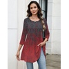 Zeagoo Women Tops 3/4 Sleeve Dressy Casual Plus Size Tunics Loose Blouses(Black Red-mz838)