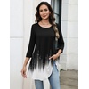 Zeagoo Women Tops 3/4 Sleeve Dressy Casual Plus Size Tunics Loose Blouses(Black White-jb223)