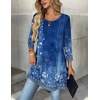 Zeagoo Women Tops 3/4 Sleeve Dressy Casual Plus Size Tunics Loose Blouses(Blue Flower-mz845)