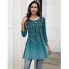 Zeagoo Women Tops 3/4 Sleeve Dressy Casual Plus Size Tunics Loose Blouses(Blue Leaves-xh363)