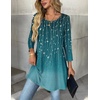 Zeagoo Women Tops 3/4 Sleeve Dressy Casual Plus Size Tunics Loose Blouses(Blue Leaves-xh363)