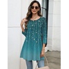 Zeagoo Women Tops 3/4 Sleeve Dressy Casual Plus Size Tunics Loose Blouses(Blue Leaves-xh363)