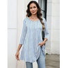 Zeagoo Women Tops 3/4 Sleeve Dressy Casual Plus Size Tunics Loose Blouses(Blue Stripes-tz591)