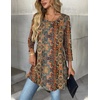 Zeagoo Women Tops 3/4 Sleeve Dressy Casual Plus Size Tunics Loose Blouses(Bohemia-mz721)