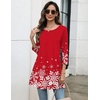 Zeagoo Women Tops 3/4 Sleeve Dressy Casual Plus Size Tunics Loose Blouses(Christmas Red-sd507)