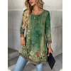 Zeagoo Women Tops 3/4 Sleeve Dressy Casual Plus Size Tunics Loose Blouses(Green Flower-mz839)